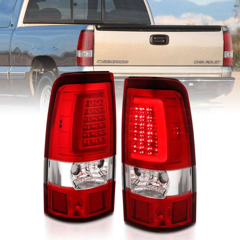 ANZO 2003-2006 Chevy Silverado 1500 LED Taillights Plank Style Chrome With Red/Clear Lens 311335 311335 Photo - Primary