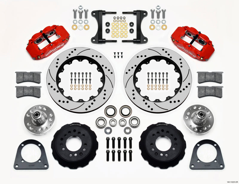 Wilwood Narrow Superlite 6R Front Hub Kit 14.00in Drill Red TCI-IFS 71-78 (Pinto Based) 140-13225-DR 140-13225-DR Photo - Primary