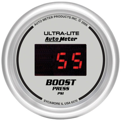 Autometer Gauge, Boost, 2 1/16", 60psi, Digital, Silver Dial W/ Red Led 6570 Photo - Primary