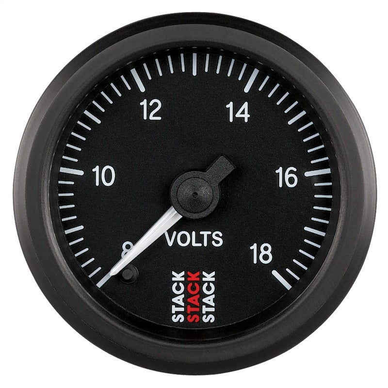 Autometer Stack 52mm 8-18V Pro Stepper Motor Battery Voltage Gauge - Black ST3316 ST3316 Photo - Primary