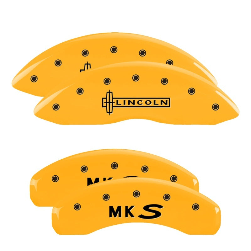 MGP 4 Caliper Covers Engraved Front Lincoln Engraved Rear MKS Yellow finish black ch 36014SLCSYL 36014SLCSYL Photo - Primary