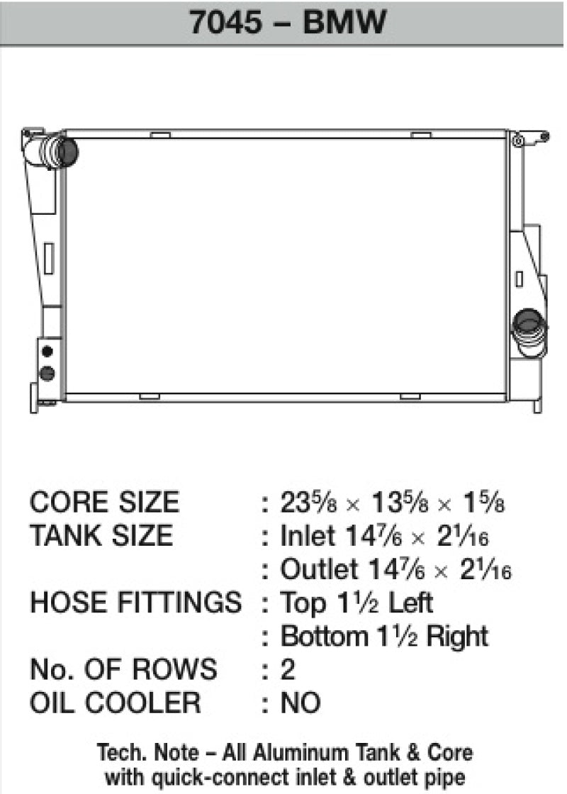 CSF 2011+ BMW 1 Series M 08-11 BMW 135i 07-11 BMW 335 manual transmissions 7045 Technical Drawing