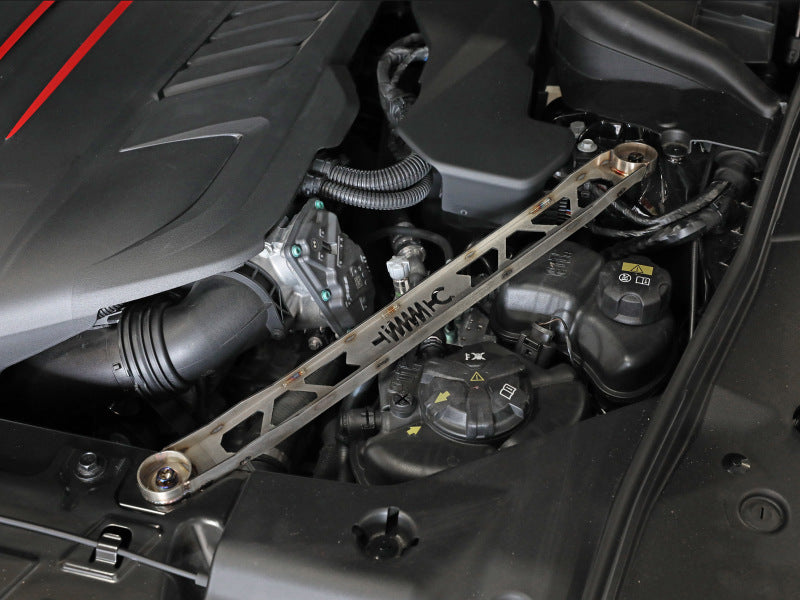 aFe CONTROL 304 Stainless Steel Front Suspension Strut Brace Raw - Toyota GR Supra (A90) 20-21 450-721003-A 450-721003-A Photo - Mounted