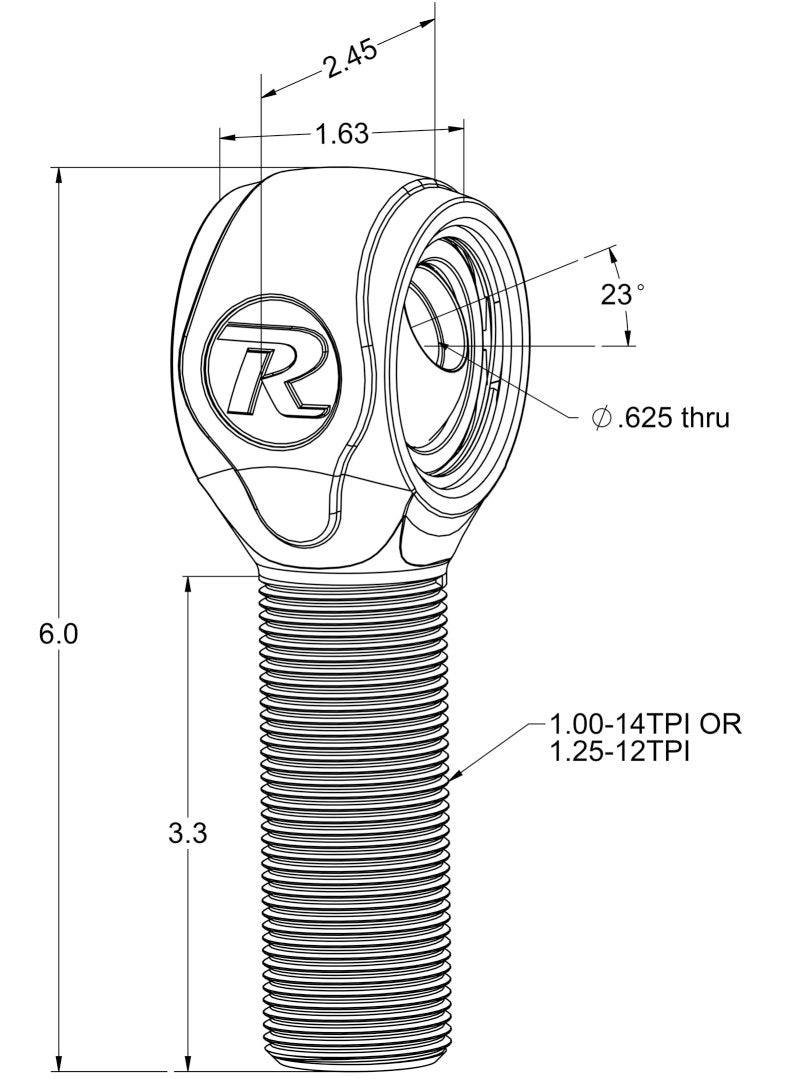 Ridetech R-Joint XL Rod End with 1in-14 Left Hand Thread 90002899 90002899 User 1