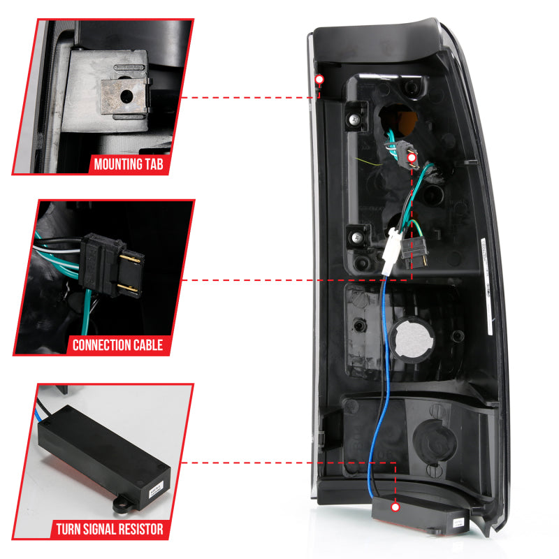 ANZO 1999-2000 Cadillac Escalade LED Taillights Black Housing Smoke Lens Pair 311345 311345 Photo - Unmounted