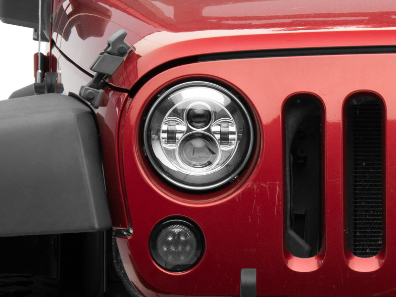 Raxiom 97-18 Jeep Wrangler TJ/JK Axial Series LED Daymaker Headlights- Chrome Housing (Clear Lens) J108043 J108043 Photo - Close Up