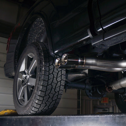 Stainless Works 2015-18 F-150 Exhaust X-Pipe Resonator Muffler Exits In Front Of Passenger Rear Tire FT15CBFT FT15CBFT Photo - Mounted