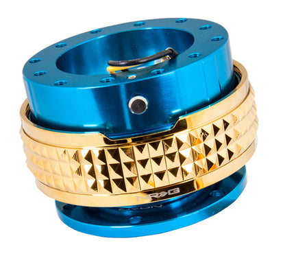 NRG Quick Release Kit - Blue Body / Chrome Gold Pyramid Ring SRK-210BL/CG Photo - Primary