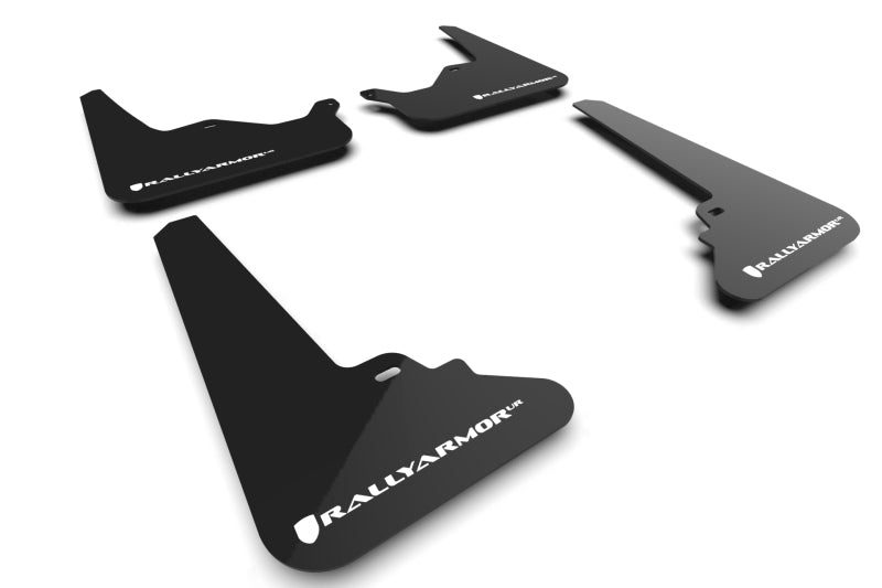 Rally Armor 21-23 Tesla Model S / S Plaid Black UR Mud Flap w/ White Logo MF101-UR-BLK-WH MF101-UR-BLK-WH Photo - Primary