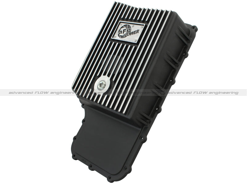aFe Transmission Pan, Black w/ Machined Fins: Ford Trucks 11-16 V8-6.7L (t 46-70182 Photo - Primary