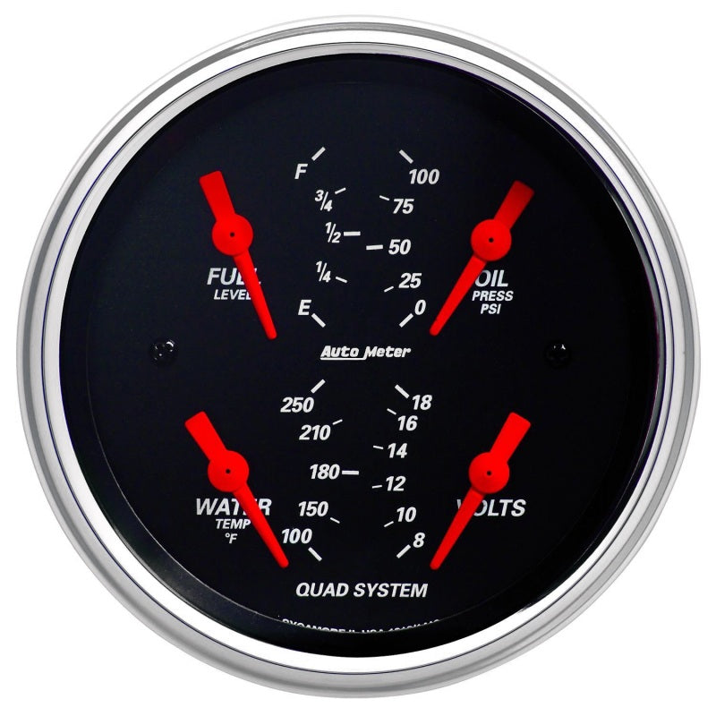 Autometer Gauge, Quad, 3 3/8", 240?E-33 F, Elec, Designer Black 1412 Photo - Primary