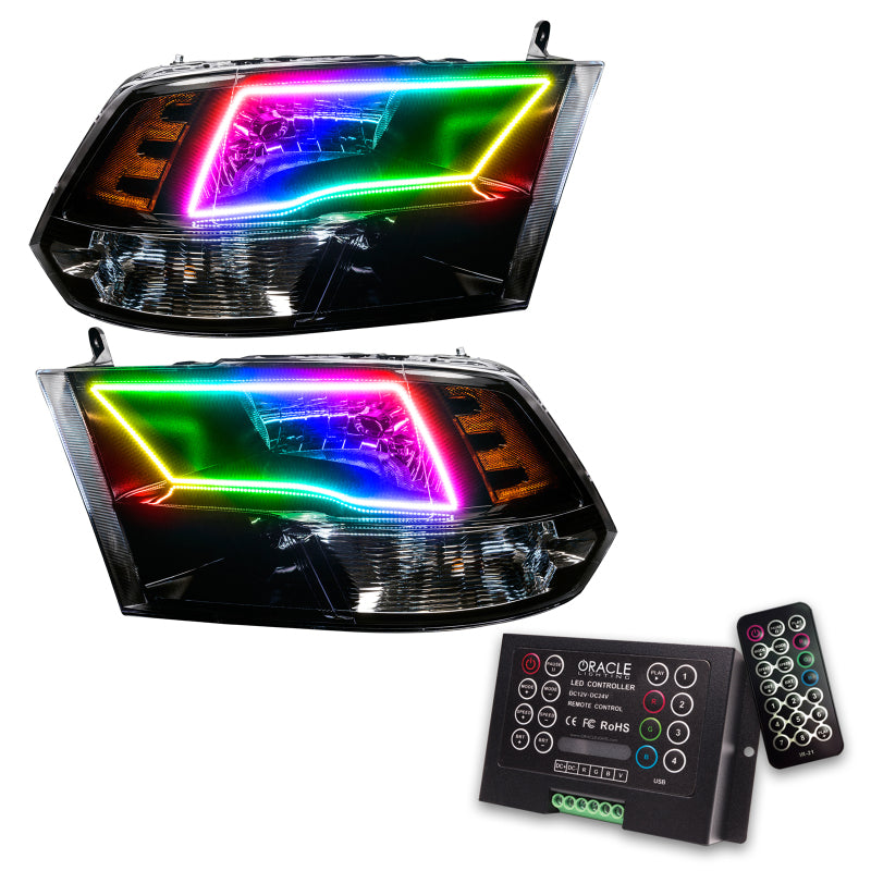 ORACLE Lighting Oracle 09-17 RAM 1500 TRX Quad Pre-Assembled Headlights Black Housing - ColorSHIFT w/ 2.0 Controller 7121-333 7121-333 Photo - in package