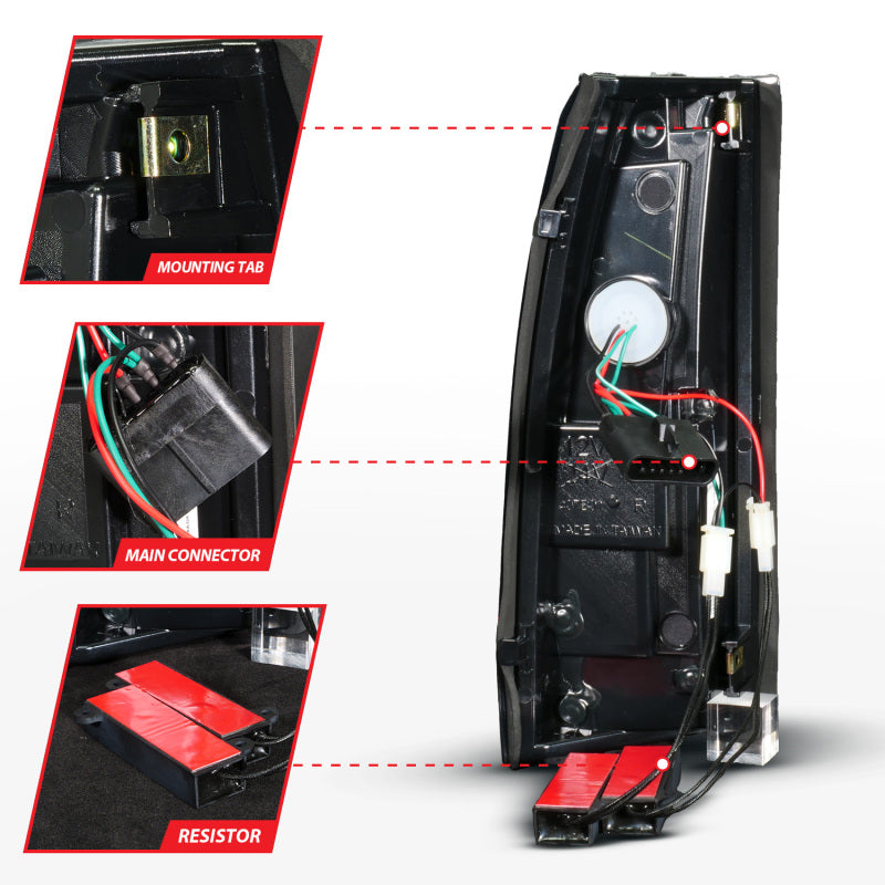 ANZO 88-99 Chevy/GMC C/K1500/2500/3500 Full LED Light Tube Taillights Black Housing Smoke Lens 311486 311486 Photo - Unmounted