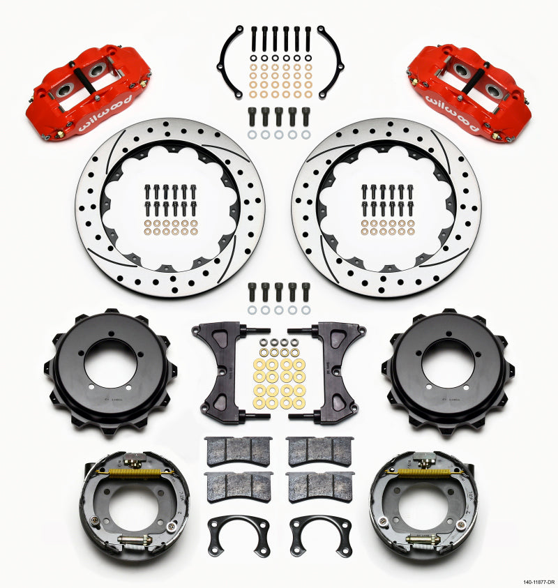 Wilwood Narrow Superlite 4R Rear Kit 12.88in Red Speedway Eng Floater w/  End 140-11877-DR 140-11877-DR Photo - Primary