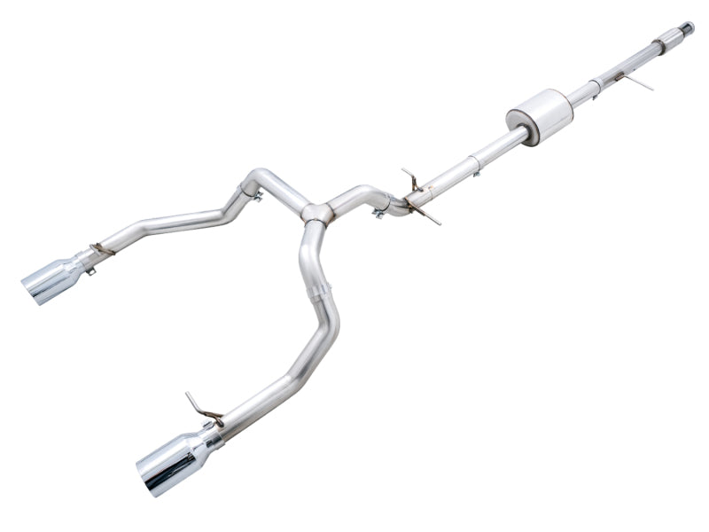 AWE Tuning 4th Gen GM 1500 5.3L 0FG Catback Split Rear Exit (Flat Bumper) - Quad Chrome Tips 3015-32205 3015-32205 Photo - Primary