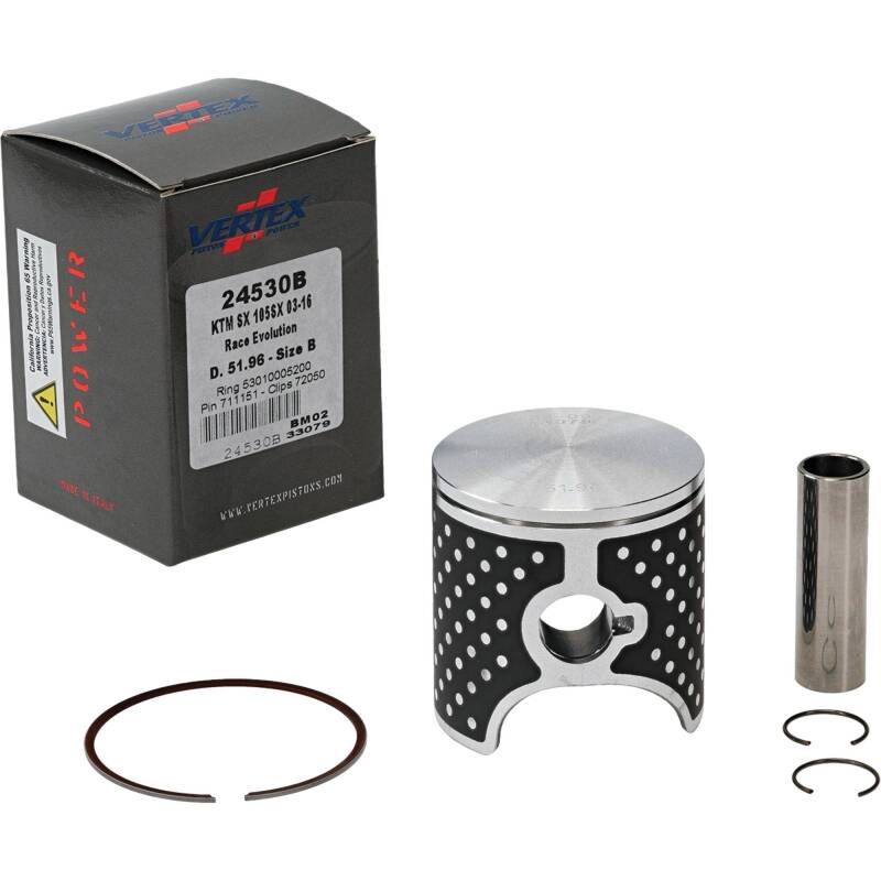Vertex Pistons Vertex Piston 04-11 KTM 105 SX 105cc Cast Race Evolution Stroker Piston Kit 112cc 15mm 24530B 24530B Photo - Primary