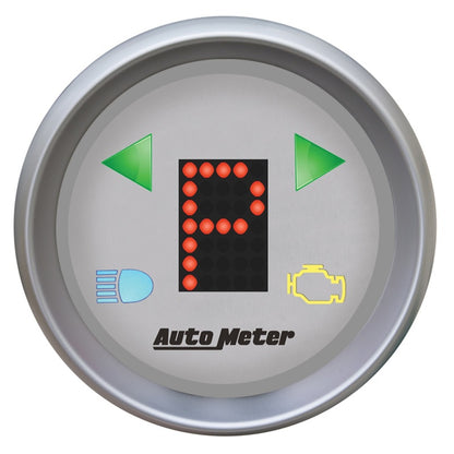 Autometer Gauge,Gear Pos,2 1/16",Incl Indicators,Silver Dial,Red LED 4359 Photo - Primary