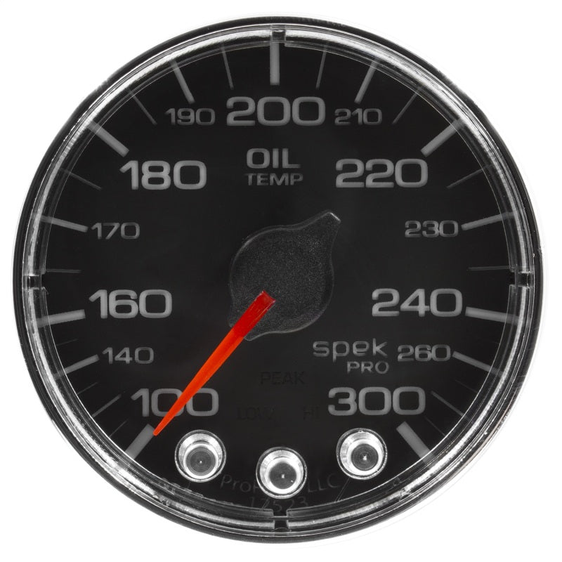 Autometer Spek-Pro Gauge Oil Temp 2 1/16in 300f Stepper Motor W/Peak & Warn Blk/Chrm P322318 P322318 User 2