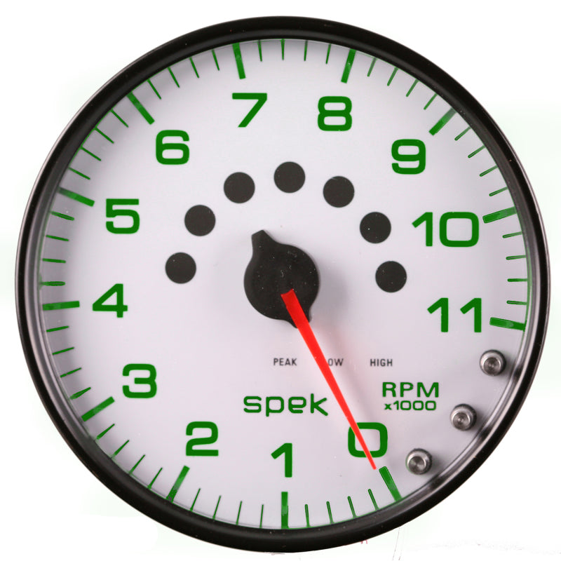 Autometer Spek-Pro Gauge Tachometer 5in 11K Rpm W/Shift Light & Peak Mem White/Black P23912 P23912 User 6