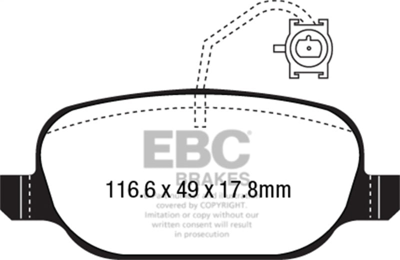EBC 2014+ Alfa Romeo 4C 1.75L Turbo Yellowstuff Rear Brake Pads DP42236R DP42236R Photo - Primary