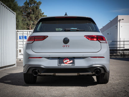 aFe Gemini XV 3in to 2 1/2in 304 SS Cat-Back Exhaust 22-23 Volkswagen GTI (MK8) 2.0L w/ Black Tips 49-36451-B 49-36451-B Photo - Mounted