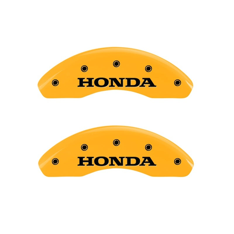 MGP Front set 2 Caliper Covers Engraved Front Honda Yellow finish black ch 20003FHONYL 20003FHONYL Photo - Primary