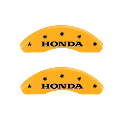 MGP Front set 2 Caliper Covers Engraved Front Honda Yellow finish black ch 20003FHONYL 20003FHONYL Photo - Primary