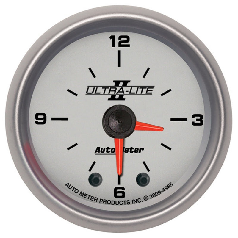 Autometer Ultra-Lite II 2in Illuminated Analog Full Sweep Electronic 12 Hour Clock 4985 4985 Photo - Primary