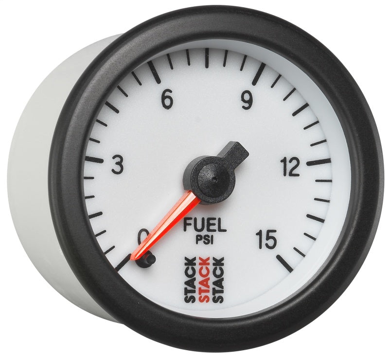 Autometer Stack 52mm 0-15 PSI 1/8in NPTF Male Pro Stepper Motor Fuel Pressure Gauge - White ST3354 ST3354 User 5
