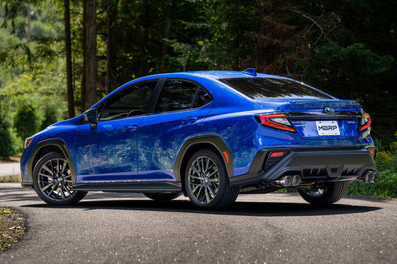 MBRP 2022+ Subaru WRX 3in Cat-Back Dual Split Rear Quad Carbon Fiber Tips Race Profile Exhaust S48083CF S48083CF Photo - lifestyle view