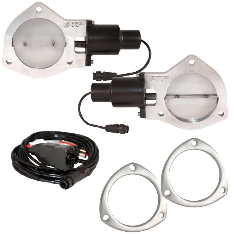 QTP 4in Bolt-On QTEC Dual Electric Cutout Valves w/Flanges - Pair QTEC80F QTEC80F Photo - Primary