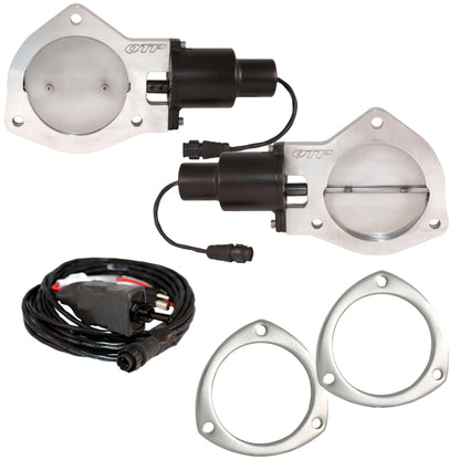 QTP 4in Bolt-On QTEC Dual Electric Cutout Valves w/Flanges - Pair QTEC80F QTEC80F Photo - Primary
