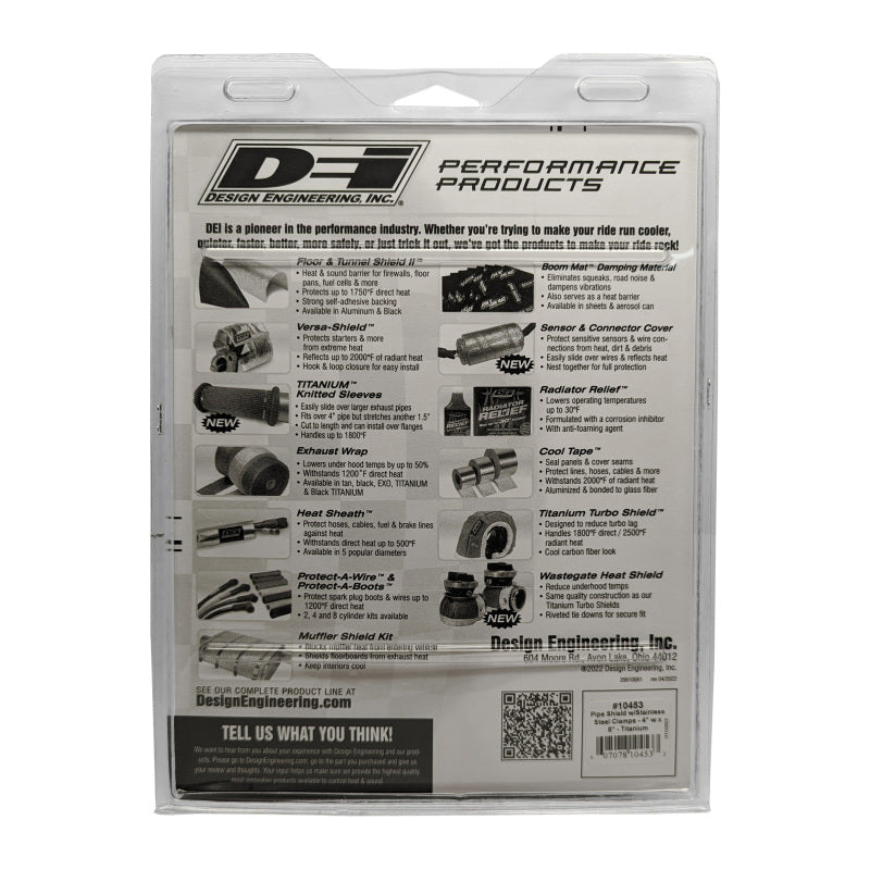 DEI Pipe Shield 4in w x 8in - w/ Stainless Steel Clamps - Titanium 10453 10453 Photo - Unmounted