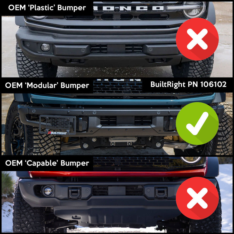 BuiltRight Industries 21+ Ford Bronco Modular Steel Bumper License Plate Relocator Kit 106102 106102 Photo - lifestyle view