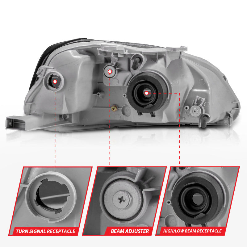 Anzo 1999-2000 Honda Civic Crystal Headlights Black 121070 User 5