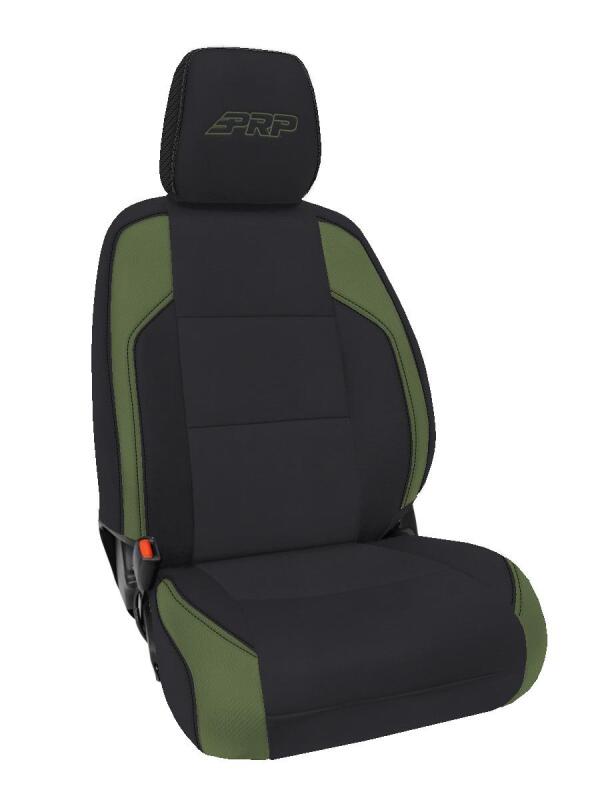 PRP Seats PRP 6-23 Toyota Tacoma Front Seat Covers (Pair) - Black/Olive Green B057-04 B057-04 Photo - Close Up