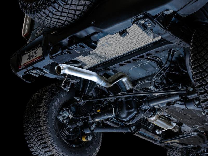 AWE Tuning 2021+ Ford Bronco 0FG Exhaust (No Tips) w/ Bash Guard 3015-21000 3015-21000 Photo - Mounted