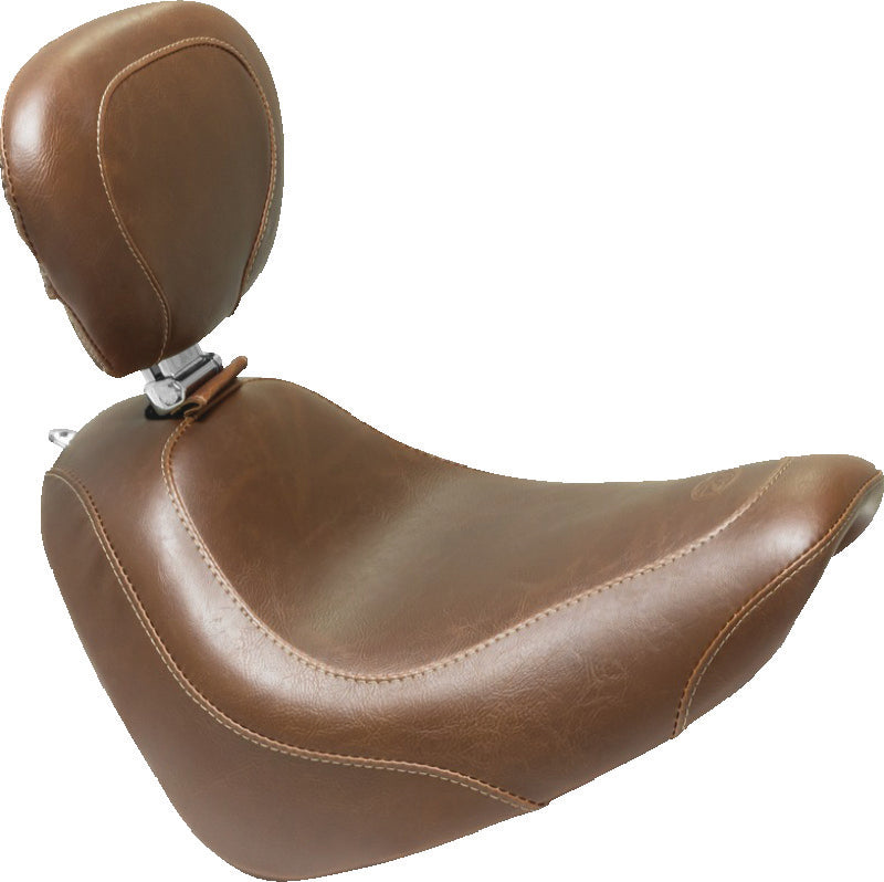 Mustang Motorcycle Mustang 18-21 Harley Fat Bob Wide Tripper Solo Seat w/Driver Backrest - Brown 83010 83010 Photo - Primary