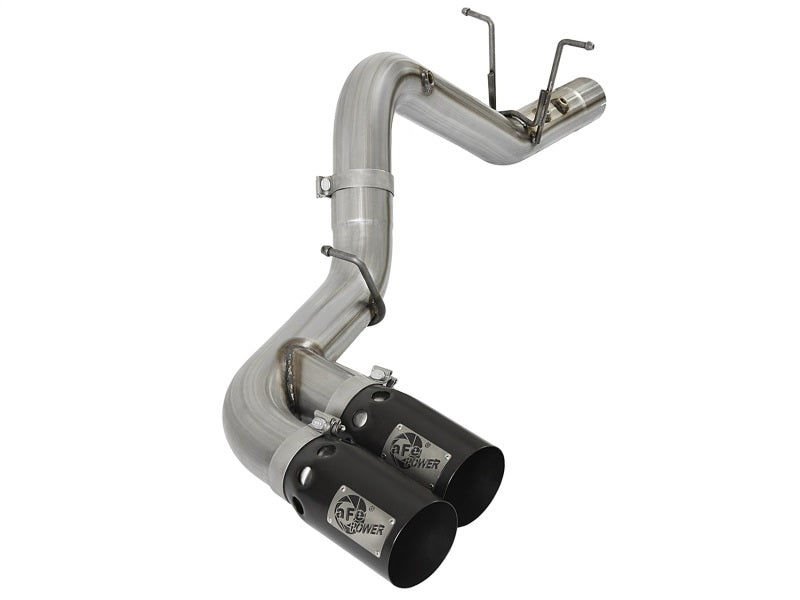 aFe Rebel XD Series 4in 409 Stainless Steel DPF-Back Exhaust w/Dual Black 49-44089-B Photo - Primary