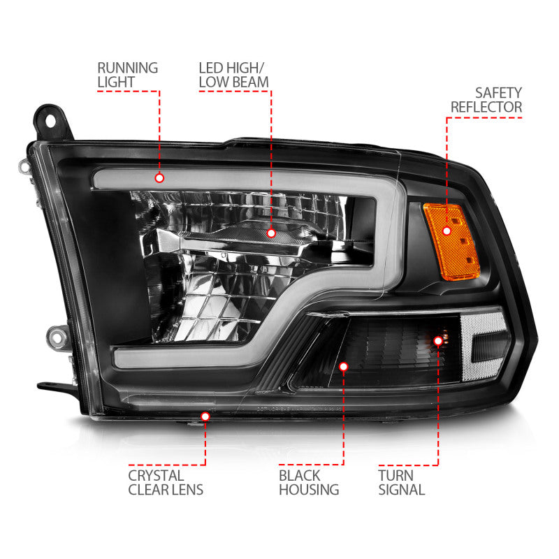 ANZO 2009-2020 Dodge Ram 1500 Full LED Square Projector Headlights w/ Chrome Housing Black Amber 111539 111539 User 3