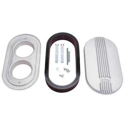 Edelbrock Air Cleaner, Classic Series, Oval, Aluminum Top, Cloth Element, 17.5 " 41199 Photo - Primary