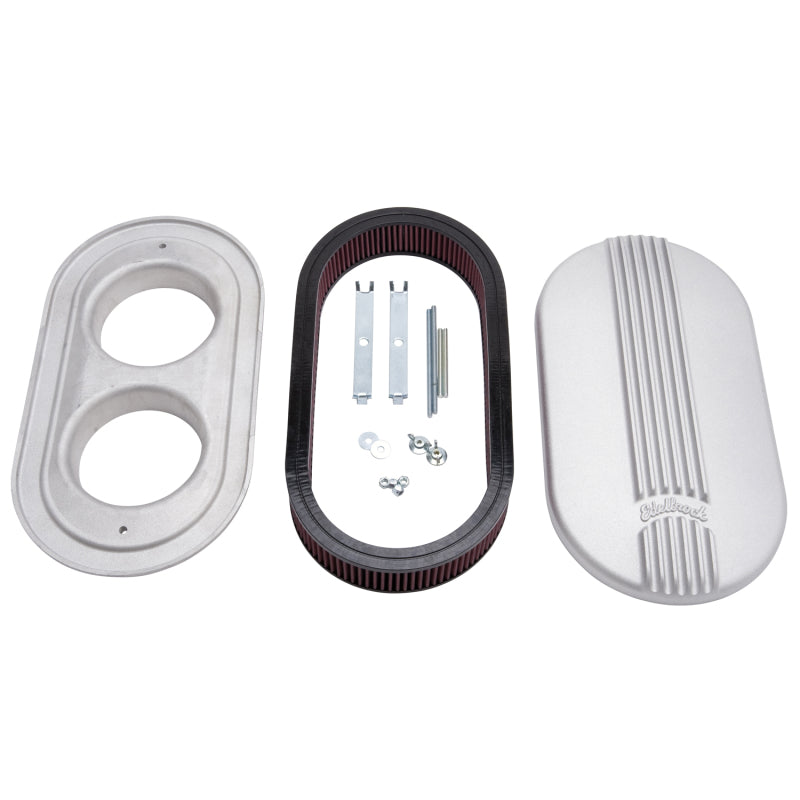 Edelbrock Air Cleaner, Classic Series, Oval, Aluminum Top, Cloth Element, 17.5 " 41199 Photo - Primary