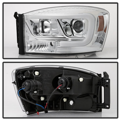 Spyder Dodge Ram 1500 06-08 V2 Projector Headlights - Light Bar DRL - Chrome (PRO-YD-DR06V2-LB-C) 5085290 5085290 Photo - Unmounted