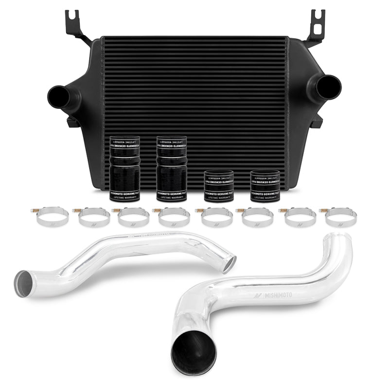 Mishimoto 99-03 Ford 7.3L Powerstroke PSD Black Intercooler Kit w/ Polished Pipes MMINT-F2D-99KBKP MMINT-F2D-99KBKP Photo - Primary