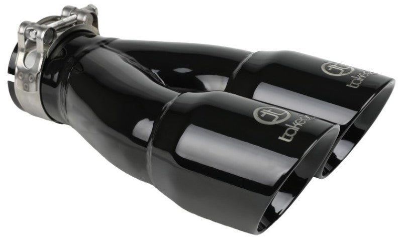 aFe Takeda 2.5in 304 Stainless Steel Clamp-on Exhaust Tip 2.5in Inlet 3in Dual Outlet - Black 49T25364-B10 49T25364-B10 User 1