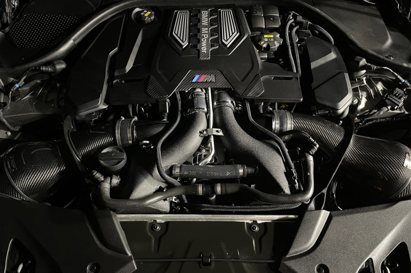 CSF 16-21 BMW M5 (F90) / 17-21 BMW M8 (F91/F92/F93) Twin Charge-Air-Cooler Set - Crinkle Black 8178 8178 Photo - Mounted