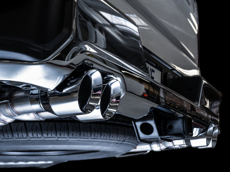 AWE Tuning 4th Gen GM 1500 5.3L 0FG Catback Split Rear Exit (w/ Bumper Cutouts) - Quad Chrome Tips 3015-42201 3015-42201 Photo - Mounted