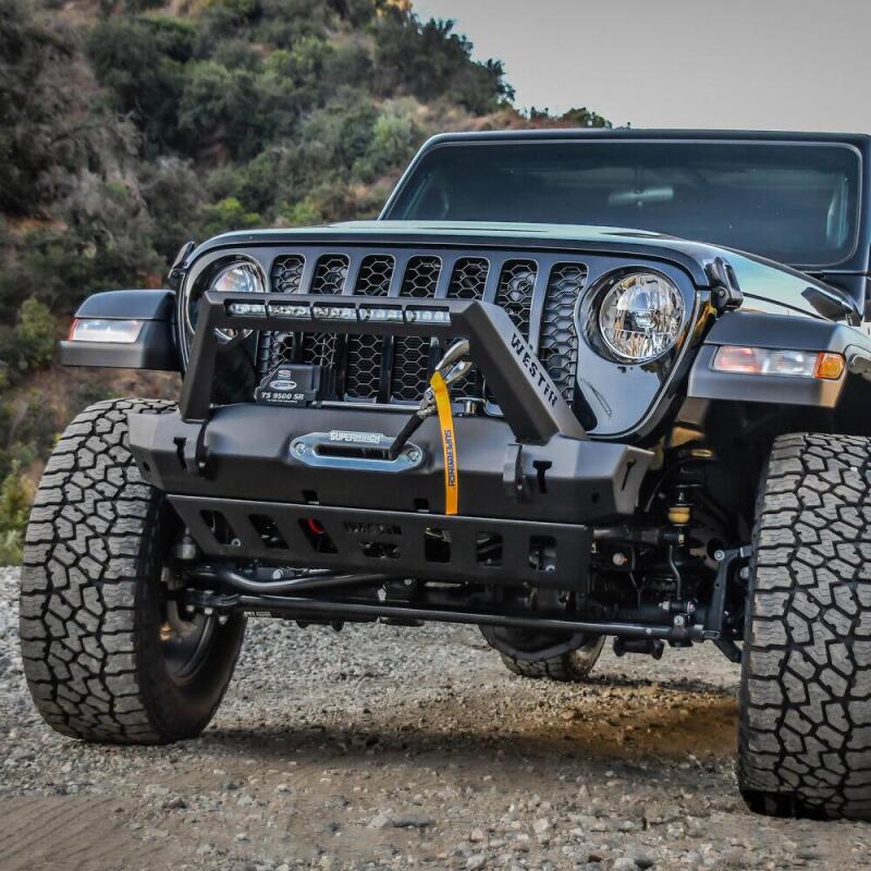 Westin Wj2 Stubby Front Bumper W/Led Light Bar Mount 59-80085 Photo - Mounted