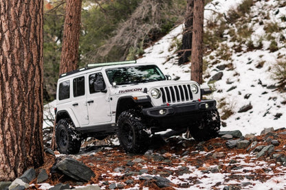 KC HiLiTES 4" Gravity® LED G4 - 2-Light System - SAE/ECE - 10W Fog Beam - for 18-24 Jeep JL / JT Steel Bumper 504 504 Photo - Mounted
