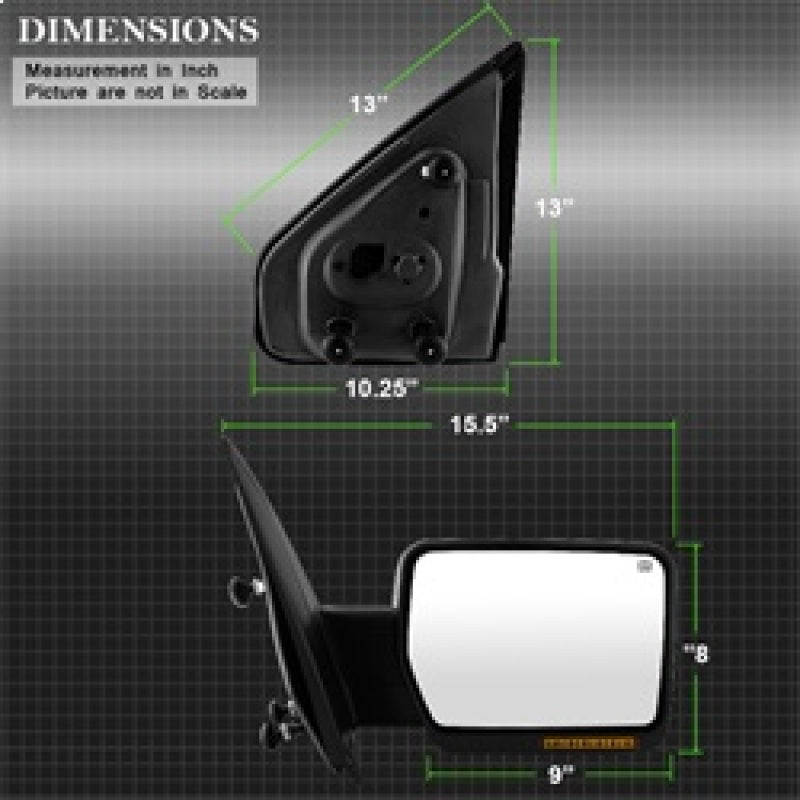 SPYDER Xtune Ford F150 07-14 Power Heated Amber LED Signal OE Mirror Right MIR-03349EH-P-R 9935343 9935343 Photo - Unmounted